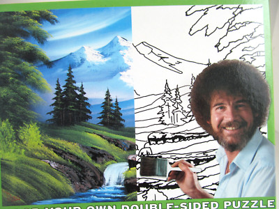 Bob Ross Puzzle 300 Piece Double Sided Color Your Own Mountain Hide Away New