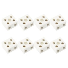 8Pcs 2 Way Ceramics Terminal Blocks 15A Connectors 25x23x16mm White