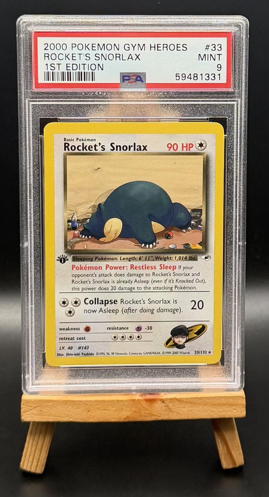 ROCKET'S SNORLAX 33/132 1ST EDITION GYM HEROES POKEMON PSA 9