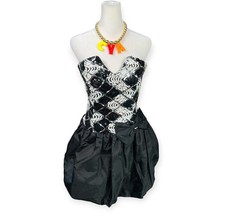 VTG GUNNE SAX 1980s NEW WAVE SEQUIN COCKTAIL PROM DRESS PUNK GRUNGE PARTY 7/8