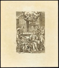 Antique Religious Print-ANGEL-JESUS-MARY-JOSEPH-Wierix-de Passe-Spanoghe-1784
