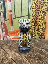 VINTAGE C. 1950 SAFARI CAT WOODEN CARNIVAL KNOCKDOWN GAME CIRCUS FAIR FREAK SHOW