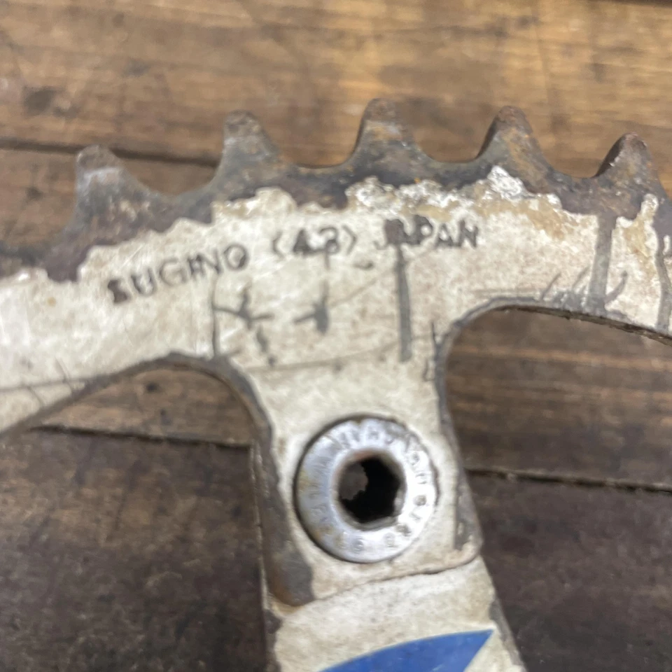 Plato de acero con piñón Sugino BMX vintage 43T azul Japón pernos de rueda dentada años 80 Foto 2 de 4