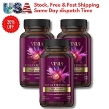 Vinia Red Grape Powder Rapid Absorption Piceid Resveratrol 60 Capsules 3 Pack US