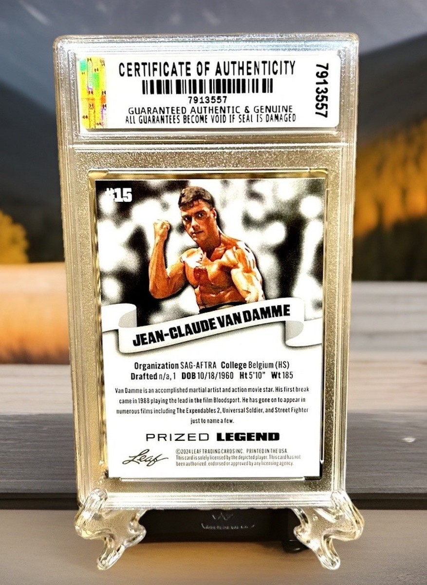 JEAN-CLAUDE VAN DAMME GRADED GEM-MT 10 2024 Leaf PRIZED LEGEND #15