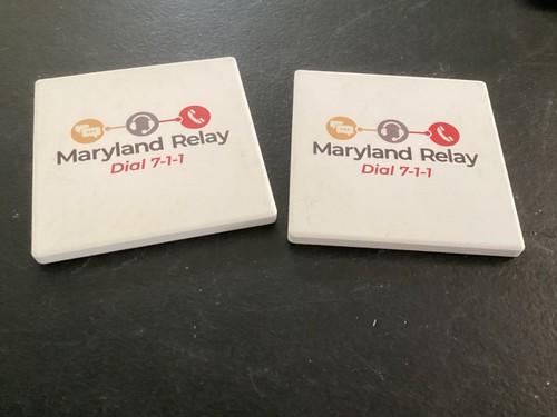 (2) Square Ceramic Maryland Relay Advertising Coasters