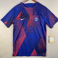 Nike Paris Saint Germain Jeresy Mens Medium Blue Dri-Fit Performance NEW