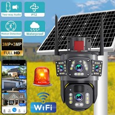 Solar Three-Lens WiFi Camera Night Vision Motion Detection PTZ Surveillance Cam