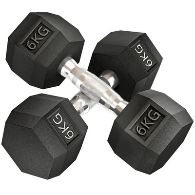 HOMCOM Hexagonal Dumbbells Kit Weight Lifting Exercise for Home Fitness 2x6kg