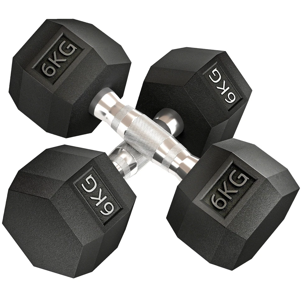HOMCOM Hexagonal Dumbbells Kit Weight Lifting Exercise for Home Fitness 2x6kg, photo 1 of 5