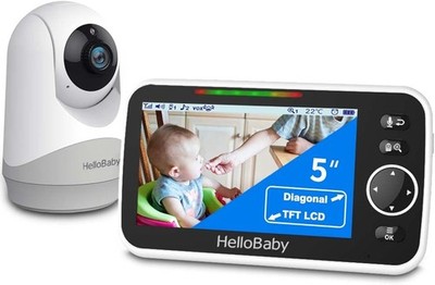 Babyphone mit 5'' Großbild Kamera Audio 3500mAh Akku Fernbedienung Schwenk