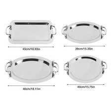 Stainless Steel Buffet Plate Bright Mirror Finish Serving Tray With Handle For