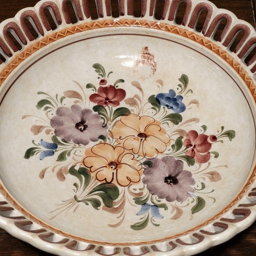 Bowl wechsler tirol keramik schwaz reticulated hand painted Round Austria Vintag - Picture 2 of 5