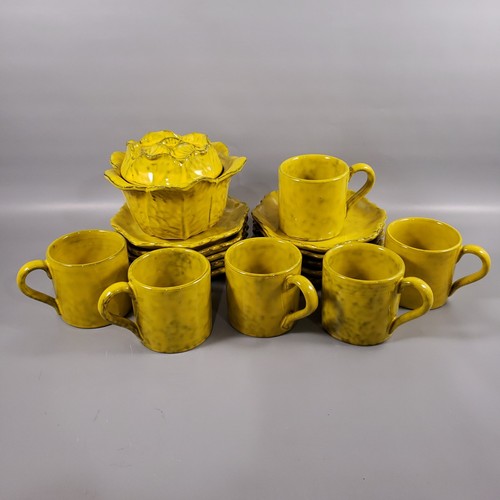 Vintage PV ITALY Cabbage Yellow MAJOLICA POTTERY Cup Saucer Bowl SET - 第 1/24 張圖片