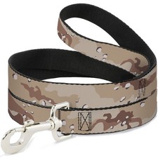 Dog Leash Desert Camo Tans Browns 4 Feet Long 1.5 Inch Wide