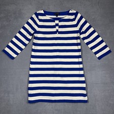 J Crew Dress Women's Extra Small Blue Cream Striped 3/4 Sleeve Cotton Nautical