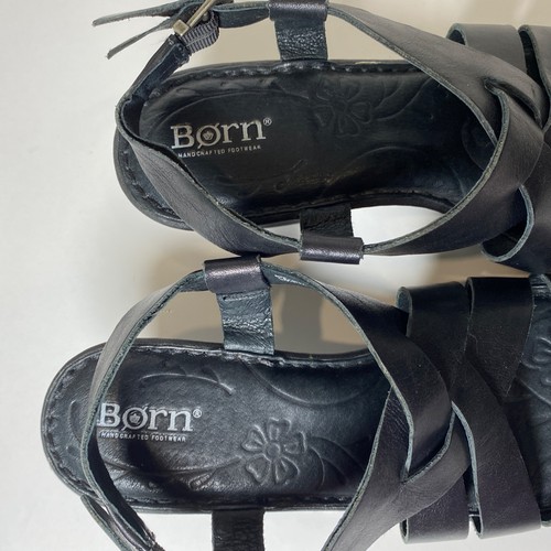 Born Carmo Woven Strap Slingback Sandals Womens Size 9 M Black Leather - Picture 8 of 11