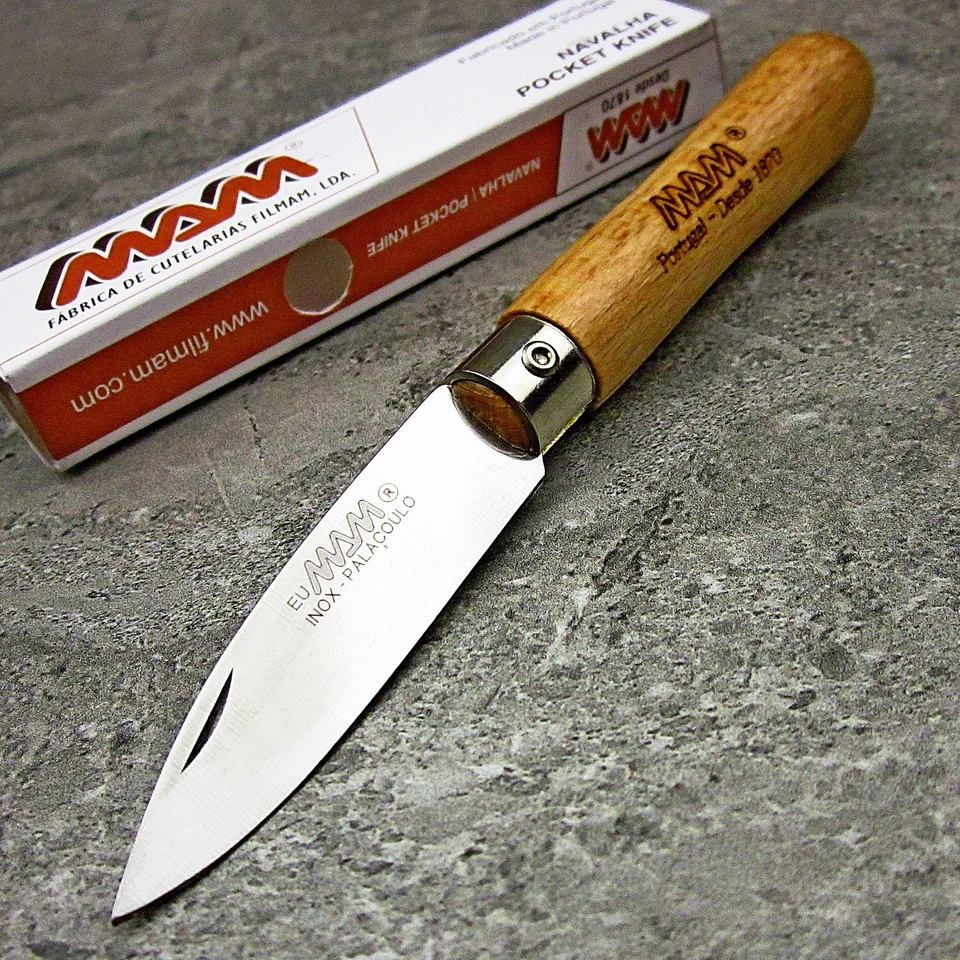 Cuchillo de Bolsillo Plegable MAM Pequeño Alemán Hoja de Acero Inoxidable Marrón Madera de Haya NUEVO Foto 3 de 3
