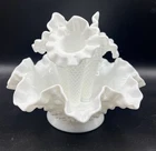 VTG Fenton Glass White Hobnail Milk Glass Small 6" Epergne 4-piece Vase