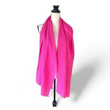 J. McLaughlin Hot Pink Mixed-Texture Silk Cotton Scarf