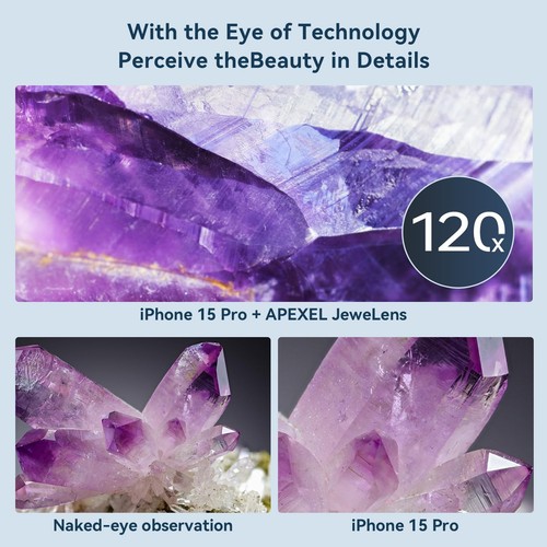 Jewelers Loupe Magnifier, 120X Phone Microscope Lens with Eyecup/Illuminated ... - Picture 3 of 7
