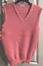 VINTAGE 80s MS CASUALS Pink sweater VEST Size Small Grandma Core Granny