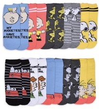 Peanuts Womens 10 Pack Low Cut Socks Snoopy Charlie Brown Shoe Size 4-10 New
