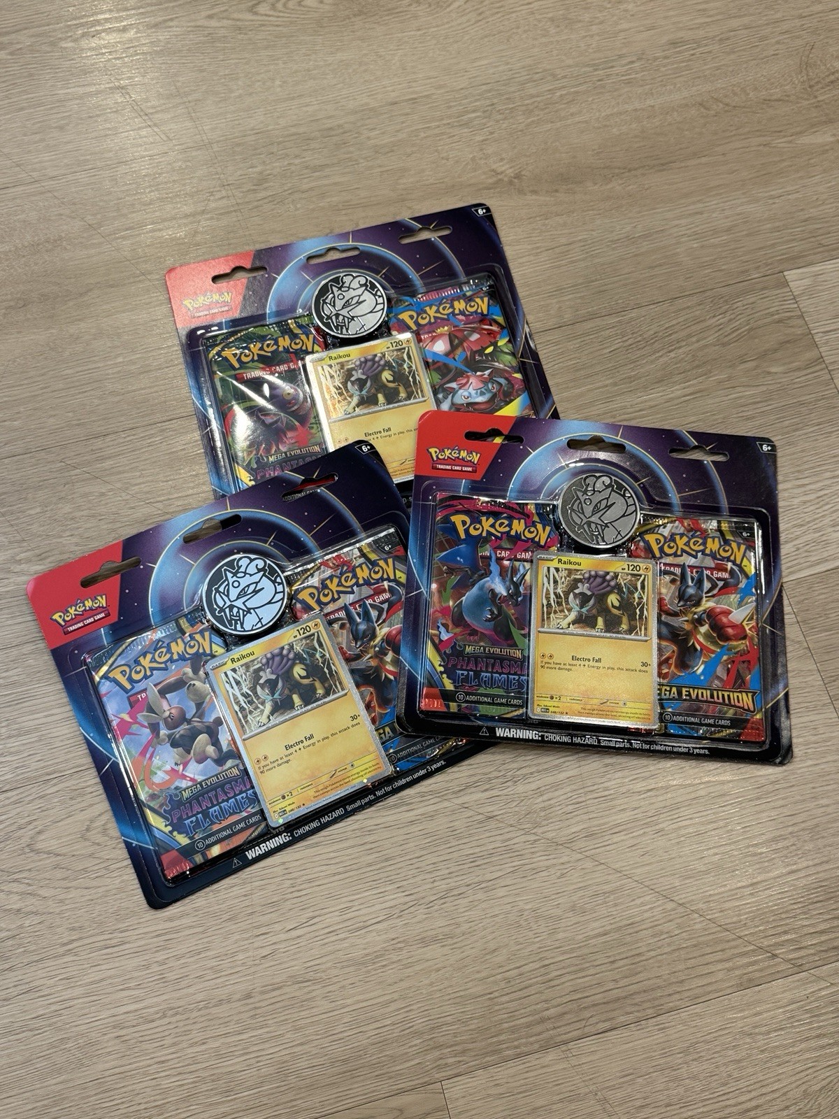 Pokemon TCG Raikou 2-Pack Blister Lot of 3 Sealed Promo Coin Cards New