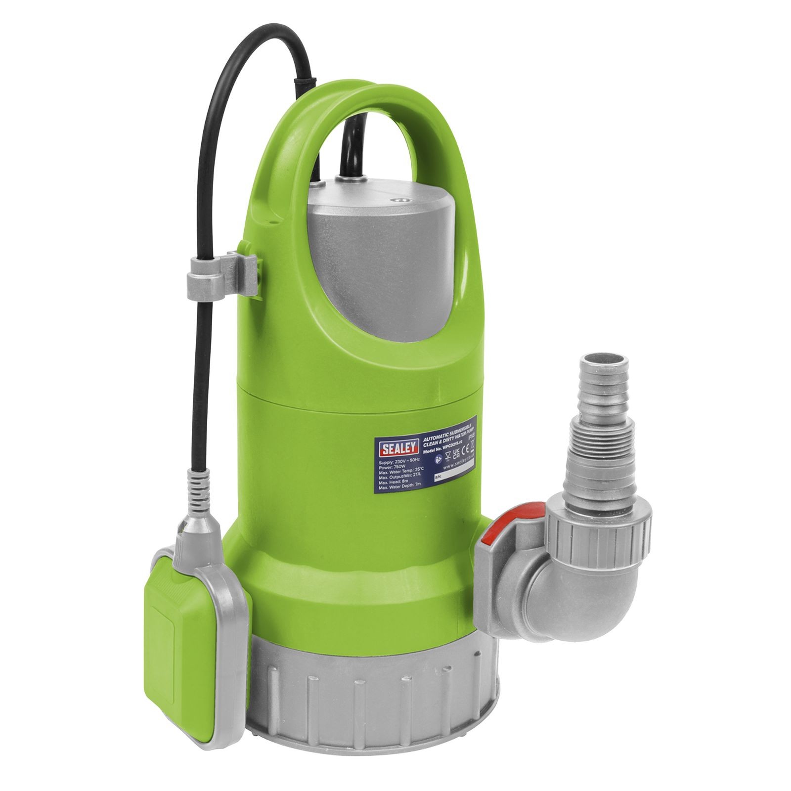 Sealey Wpcd215 Submersible Clean & Dirty Water Pump Automatic 217L/Min 230V - Image 2