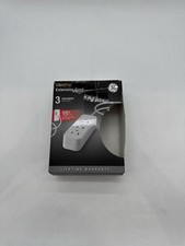GE 3-Outlet Power Strip Surge Protector 15ft Braided Cord Flat Plug White
