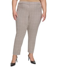 Calvin Klein Women's Plus Size Straight-Leg Plaid Ankle Pants
