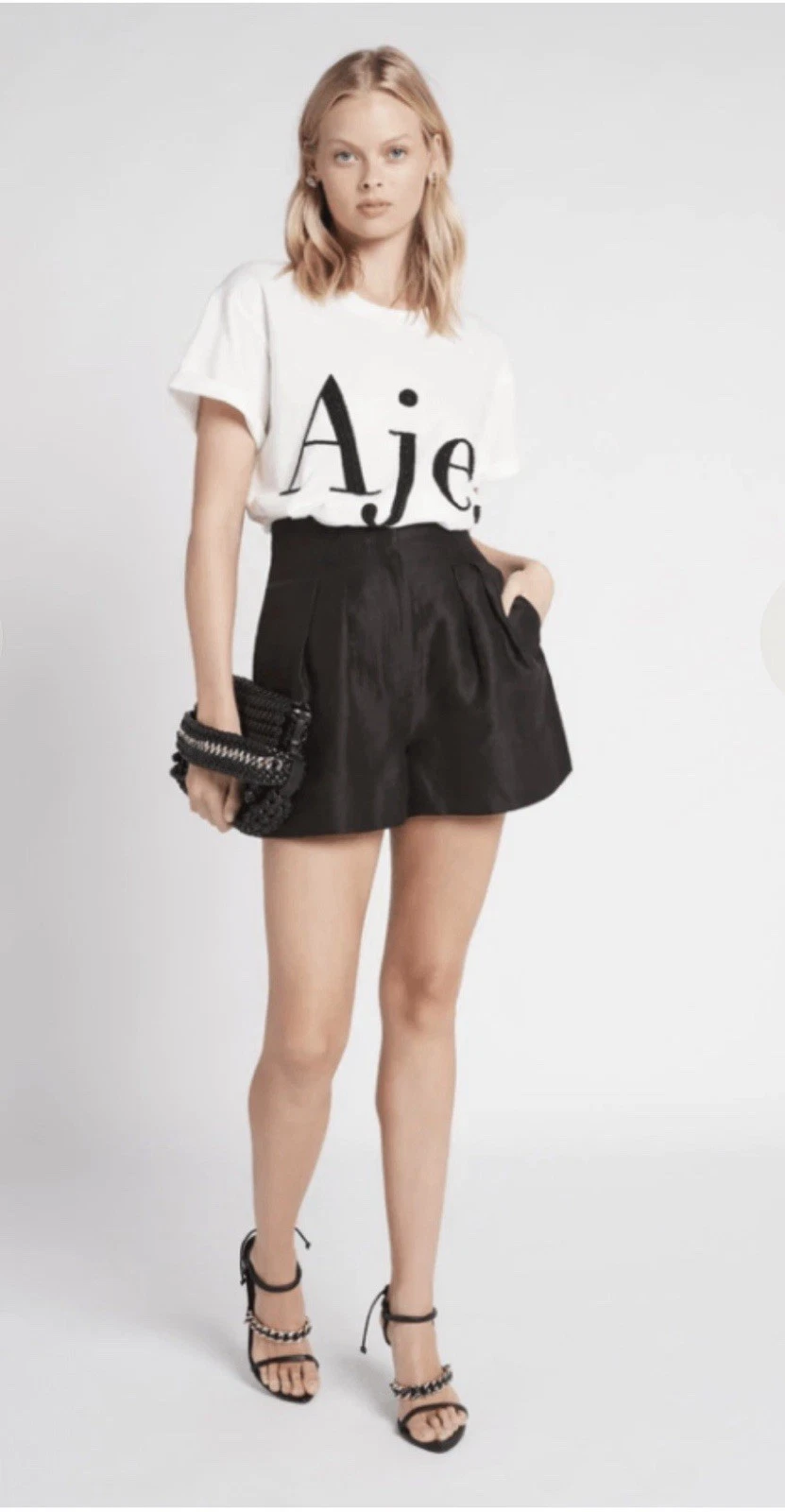 Aje.Evermore Flip Short Size Aus6/US XS Linen/Viscose Black NWT