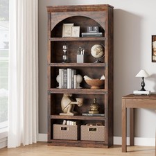 Farmhouse Arched Bookshelf Tall Bookcase Wooden Arch Bookshelf 5 Tier Bookshelve