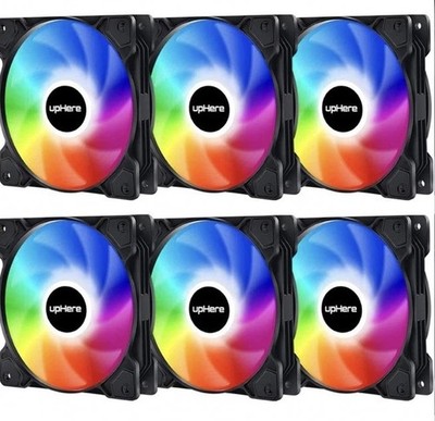 Set of 5 upHere 120mm case Fan, Quiet Edition High AirFlowAdjustable color LED 