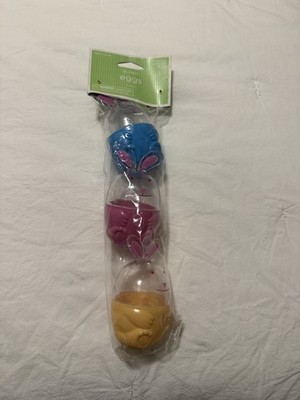 Easter Bunny Plastic Eggs Set of 3 Multi-Color Reusable Easter Party Favors
