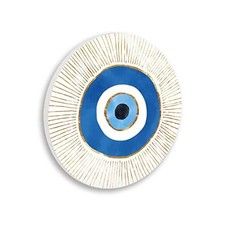 Contemporary Evil Eye Nazar Shape Wood Wall Art, Design by Ziwei Li, 12 x 12,