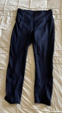 Lululemon Leggings Womens 6 Navy High Rise Run Tight Zip Pocket Ruched Hem Yoga