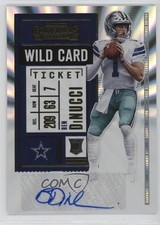 2020 Panini Contenders Wild Card Ticket Ben DiNucci #217 Rookie Auto RC. rookie card picture
