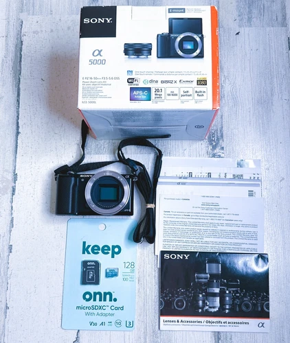 Sony a5000 Mirrorless SLR Camera Black color 20.1 megapixels Used Body /WBattery