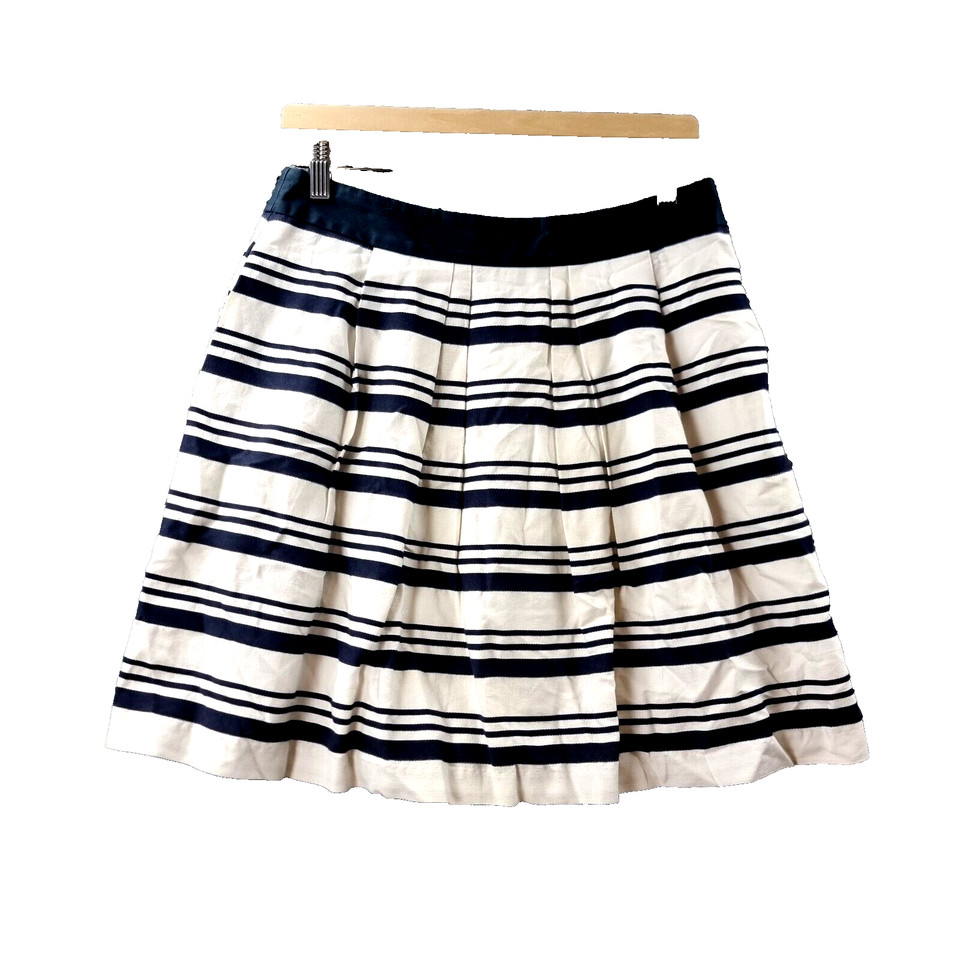 Vintage The Letter Q Skirt Womens A-line Mini Size 12 Navy Blue Ivory Stripe