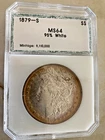 1879-S Morgan Silver Dollar. UNC Golden Toning Obverse/ Reverse PCI MS64. Sharp!