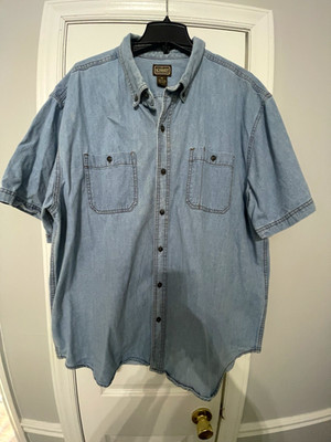 C.E. Schmidt Workwear Blue Cotton Denim SS Button-Down Button-Up Shirt 2XL