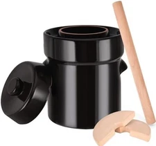 Fermentation Crock 2 Liter / 0.5 Gallon, Sauerkraut Crock with Lid, Weights & Po