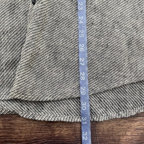 Flax Mens Linen Jeanne Engelhart Diagonal Stripe Gray Black Button Shirt Small - Picture 11 of 12