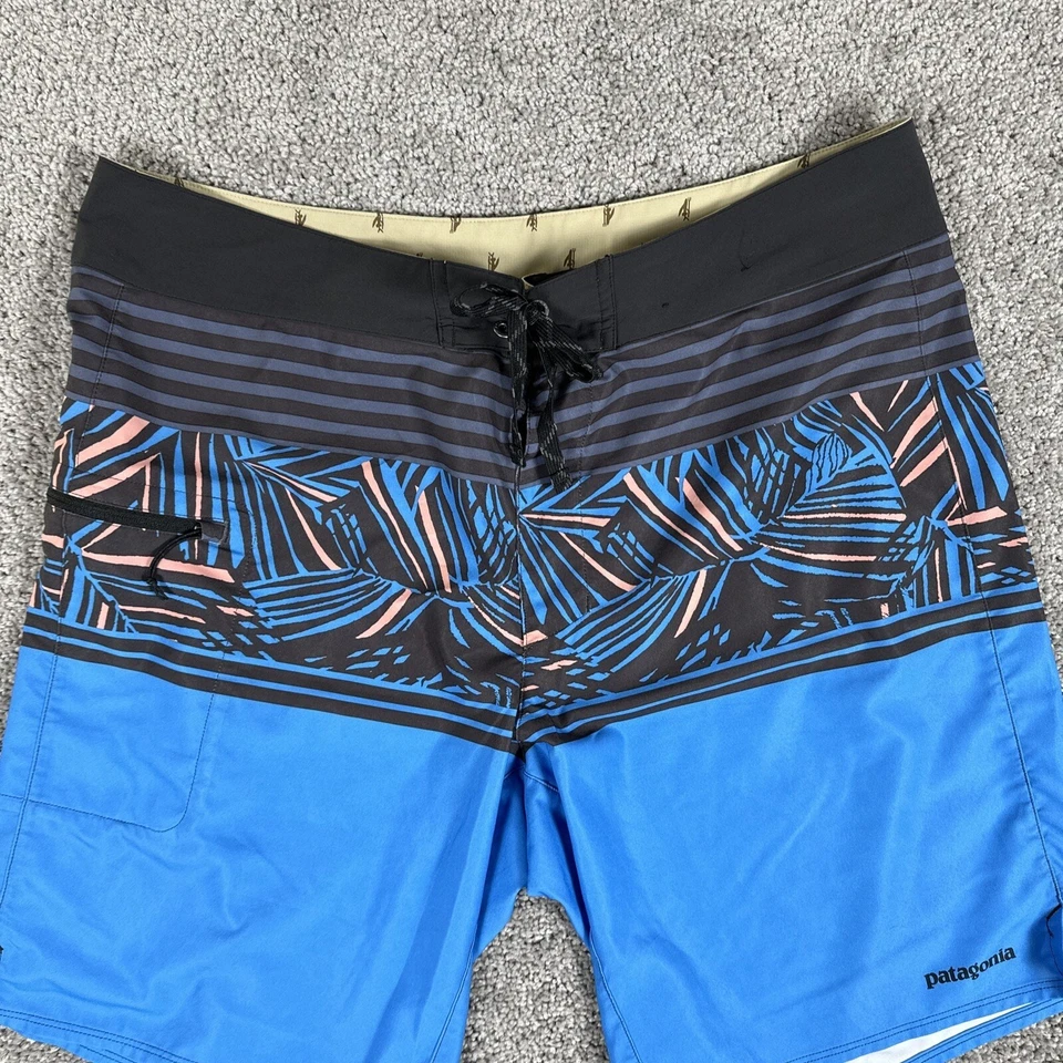 Pantalones Cortos Patagonia Para Hombre 36 Lluvia Helecho Rayas Puerto Azul Elastizados Ajustados Board Shorts Foto 2 de 4