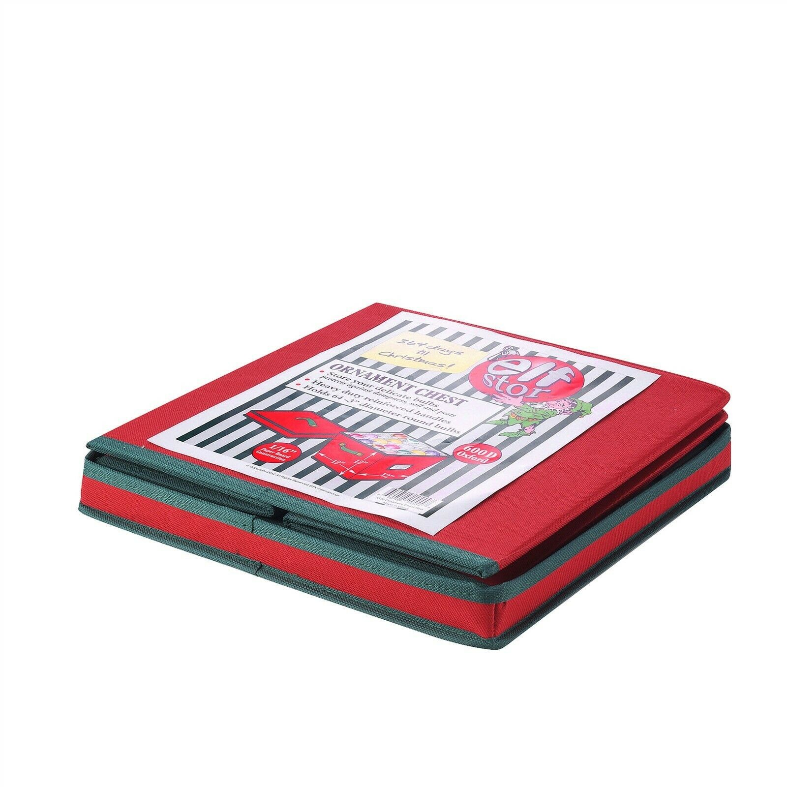 Elf Stor Christmas Ornament Red Storage Box Dividers Safely Store Keepsakes
