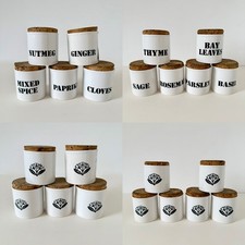 Kiln Craft vintage Spice herb Storage Jars x 11 Cork Lids Stencil Font 70s White
