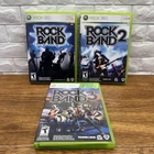 Rock Band 1 2 3 Bundle (Microsoft Xbox 360) CIB Music Rhythm Games Tested Lot