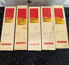 Lot of 5 Vintage Kodak Carousel 140 Slide Trays-Boxes Instructions