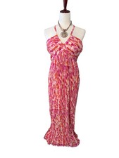 Sincerely Jules med Maxi Dress Flowy Sleeveless Summer Smocked coastal boho chic